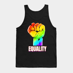 Colorful raising fist for equality LGBTQ Tank Top